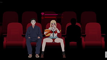 Parte 3 - estranho começa a excitar garota loira no cinema e fode ela ao lado do amigo que não percebe h game my dress-up darling in cinema