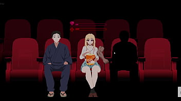 Parte 3 - estranho começa a excitar garota loira no cinema e fode ela ao lado do amigo que não percebe h game my dress-up darling in cinema