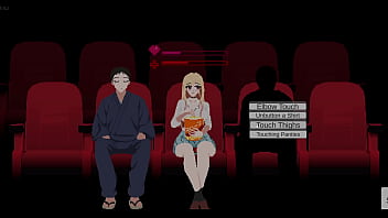 Parte 3 - estranho começa a excitar garota loira no cinema e fode ela ao lado do amigo que não percebe h game my dress-up darling in cinema