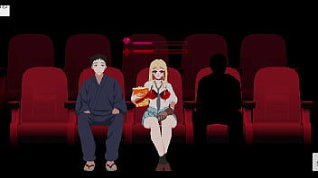 Parte 3 - estranho começa a excitar garota loira no cinema e fode ela ao lado do amigo que não percebe h game my dress-up darling in cinema