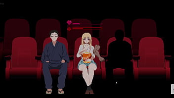 Parte 3 - estranho começa a excitar garota loira no cinema e fode ela ao lado do amigo que não percebe h game my dress-up darling in cinema