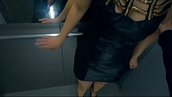 Guy with huge dick fucks my pussy in public elevator