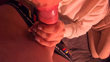 Horny girlfriend deep sucking dick guy lick play jerking and get hot cumshot in mouth - female pov blowjob and swallow