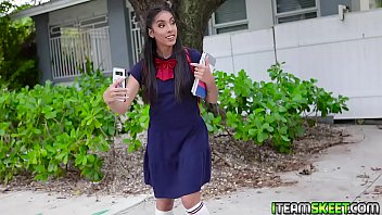 Claire black goes over to her favorite teachers house for interracial some sex