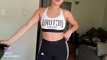 18yo amateur latina with braces gets naked after her workout and masturbates her pretty pussy until she cums the panty bank