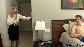 Horny young stud fucking the blonde milf