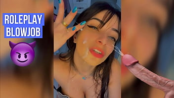 Roleplay voyeur fetish video hot latina catching you spying her and giving a hot blowjob to you