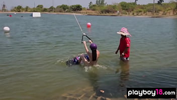 Busty blondie and her badass gfs love extreme sports