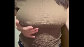 Hot filipina asian milf teasing step bro on the video call and showing her natural big boobs