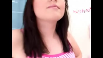 Bella stuart cute 19 yo on camera first time and gives pov huge cock blowjob and get cum blasted facial