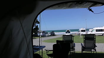 Trashy milf slut parades herself at the seaside and then creampie fucked by her master so others can see preview