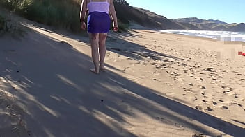 Trashy milf slut parades herself at the seaside and then creampie fucked by her master so others can see preview