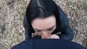 Blow-job in the woods with my husband friend- down-jacket fetish 249i received a new down jacket from my husband so i wa