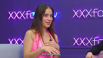 Teen karolin gomez with natural sexy small tits talks about her first porn scenes and ends up having hardcore sex with the famous pipe boy