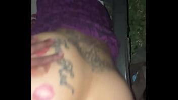 Lightskin ebony cheating slut step-sister with a nice ass sucking my cock and getting creampied outside before her boyfriend picks her up for their date