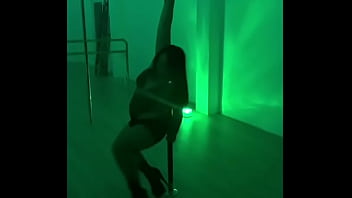 Pinay pole dancing with heels and doing aerial hoops