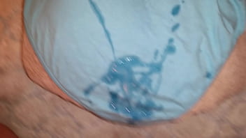 Jerk and cum on wifes blue panties