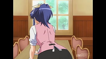 I touch the waitress's ass and she sucks me off behind the bar - hentai subtitled