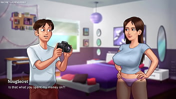 Stepsis jenny gets naked in front of him and she plays with her huge ass & boobs - summertime saga 06 3d porn game