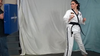 Frances marino is a 4th degree black belt she demonstrates different styles of kicks that can fend off an attacker you c