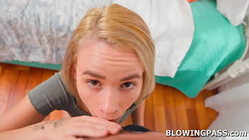 Teen stepdaughter khloe kingsley got pressured by her stepdad to do chores she asks him to leave her alone in return she gives him a sloppy blowjob