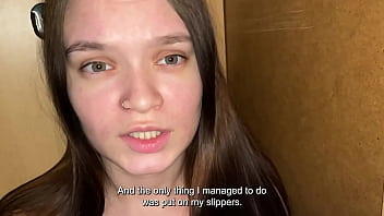 Frightened stepdaughter hid in the closet stepfather's big cock kept her slobbery mouth company