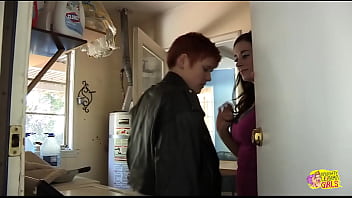 The individual with red hair gets sexual pleasure as her female partner engages in oral stimulation of her genital region