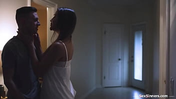 Gizelle blanco catches her gfs stepbrother leaves the bedroom and finds his dick brunette lets him fuck her in the hallway