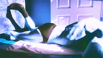 Sped up stretching on floor with roller and briefs for some sun and relief in winter december 2021