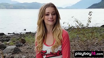 Petite all natural babe stripping in the forest