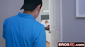 Stunning blonde milf using her pervy step son for pleasure