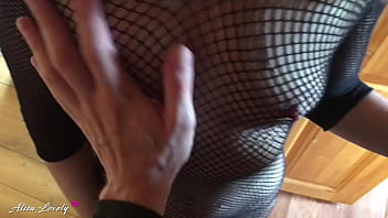 Horny young slut cheats on her husband when she sucks cock and fucks her neighbor on the stairs