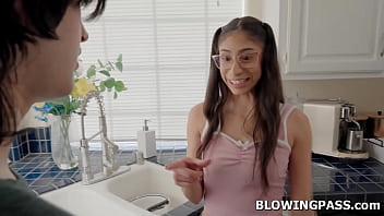 Elias cash trashtalks his latina stepsis sona bella such as suck my cock sona takes it personally she grabs his big cock and starts deepthoating