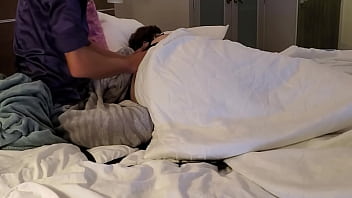 Gave my big beautiful submissive slut in velvet panties an erotic massage while we watch logan