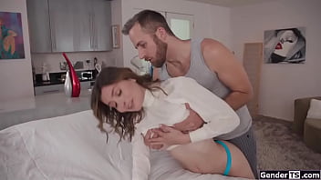 Tgirl korra del rio puts on her fishnets for her horny shemale gets her cock sucked and deepthroat his trans bareback anal ride