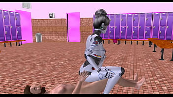 An animated 3d cartoon porn video - a sexbot robot girl giving sexy poses then riding a mans dick in reverse cowgirl position