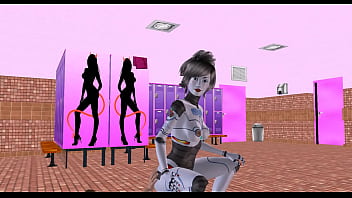 An animated 3d cartoon porn video - a sexbot robot girl giving sexy poses then riding a mans dick in reverse cowgirl position