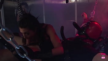 Possessing an erect penis and two strap-on devices proves to be advantageous in simultaneously gratifying two brunettes