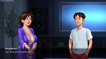 Gets a boner while watching a movie with his stepmom big tits stepmom loves big cocks - summertime saga 08 3d hentai porn game