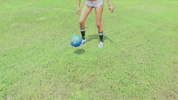 Slutty footbal girl in hot pov action