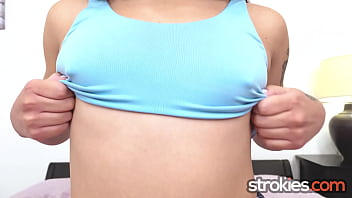 Strokies - freckled face nico luva delivers a grinding handjob with her big booty and petite tits