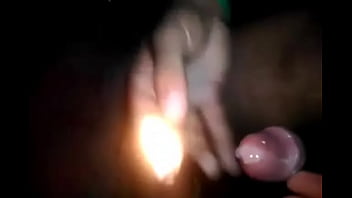 Indian slave boy melting wax on his cock from getting order from his mistress