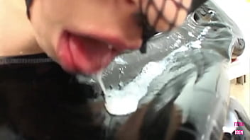 A compliant woman with dark hair allows two guys to engage in vigorous sexual activity with her intimate area ultimately consuming their viscous ejaculate