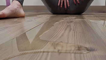 Pissing myself pixie pink covered in my own piss licking and orgasm piss in mouth licking piss from floor