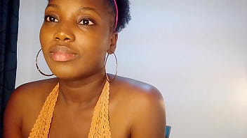 Sexy black teen got home from her job then did a video chat with her boyfriend who is horny but then a surprised knock on the door - mastermeat1