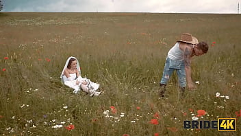 Bride4k her fiancé was so boring so she decided to run away and suck a stranger’s dick in the field