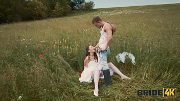 Bride4k her fiancé was so boring so she decided to run away and suck a stranger’s dick in the field