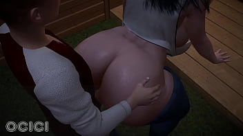 I fuck my big ass neighbor while a stranger watches us from behind the fence - 3d hentai - ocici