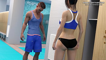 Busty young babe handjob and tit job in public college shower taboo university steam game 3d animated hentai game part #2