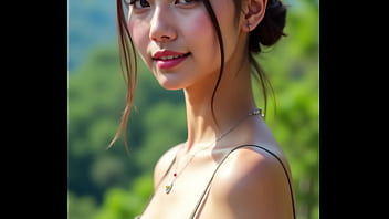 A glimpse of a thai girl looking radiant in a beautiful scene wearing a nice dress enjoy the visual charm